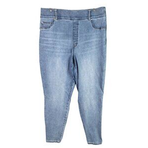 Womens Spanx Blue Skinny Pull-On Jeggings High Rise Cotton Blend Size 2X Tall